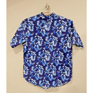 Ralph Lauren Hawaiian Shirt Floral Blue Button Down Short Sleeve Aloha Camp 2XL